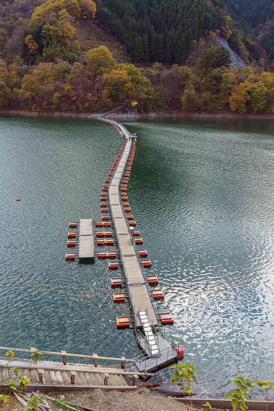 Of course I am back in Japan yet again - Oct and Nov 2018 - OK, about 10km around the lake you get to this pontoon bridge. It was decision time since I had gone the wrong way. Do I now run the 12km back around 