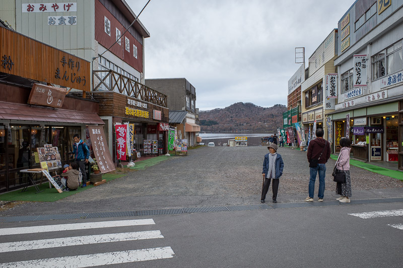 Japan-Hiking-Mount Akagi - Here is the village area by the crater lake. Very gloomy skies.