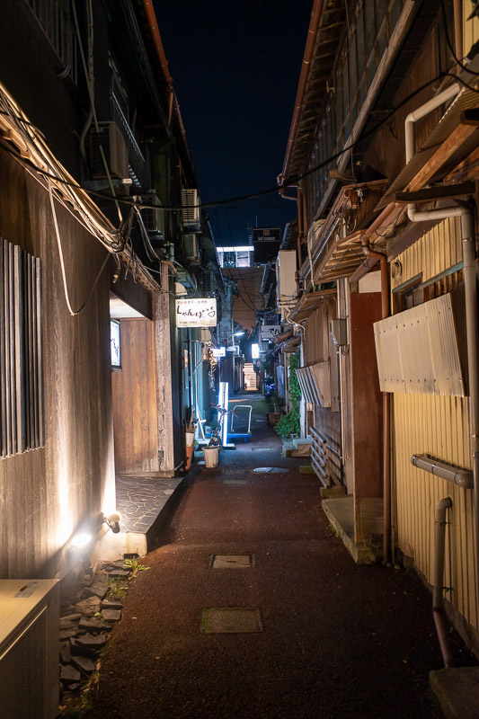 Japan-Niigata-Food - There are a few small alleys with lights on, but nobody home.