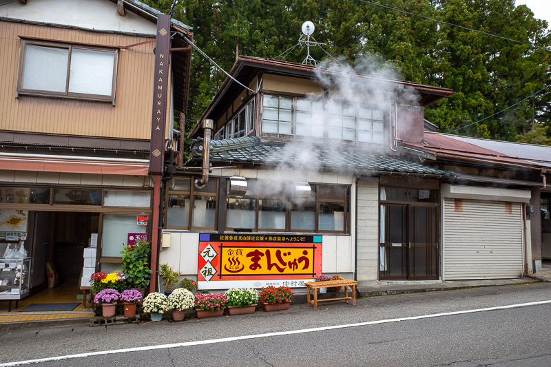 Japan-Niigata-Hiking-Mount Yahiko - Steam was coming out of various little shops to herald my arrival.