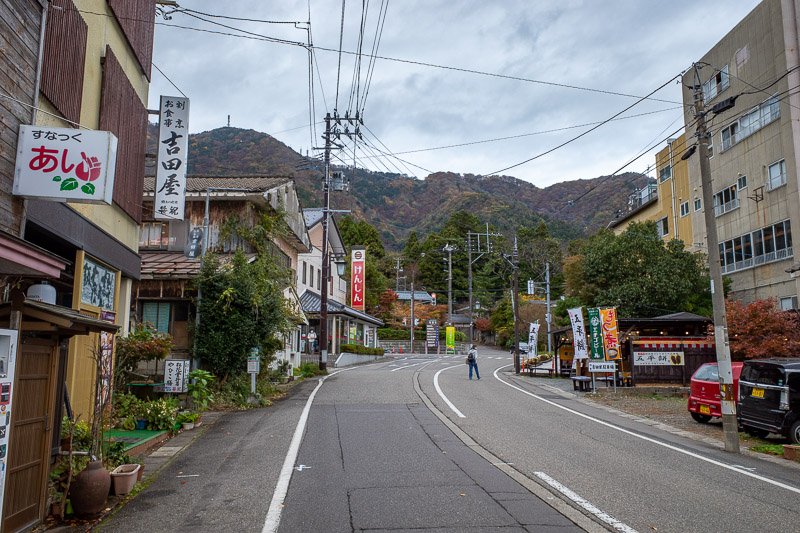 Japan for the 9th time - Oct and Nov 2019 - The little streets of Yahiko are lined with shops. Most were only just putting up their flags as I got there.