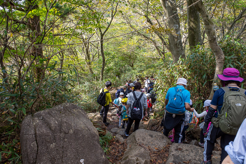 Japan-Tokyo-Hiking-Mount Tsukuba - The horror, the horror! Despite quite a lot of kind of dangerous scrambling over rocks, a lot of school groups featuring children no older than 10 are