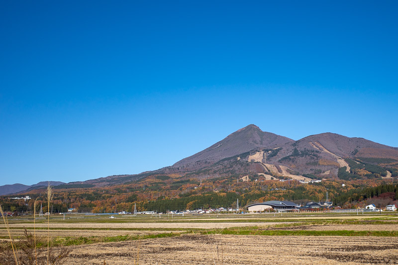 Japan for the 9th time - Oct and Nov 2019 - The peak at the back is Mount Bandai. Theres a cliff with rocks that you will see later, so you have to hike around the back to get to the summit.