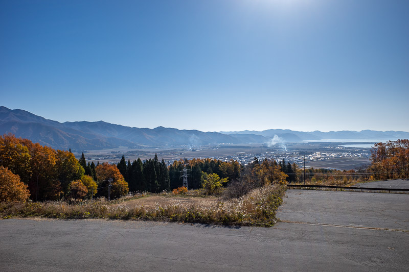 Japan-Hiking-Mount Bandai - The view from the ski field car park is pretty good, apart from that damn smoke rising into the sky everywhere.