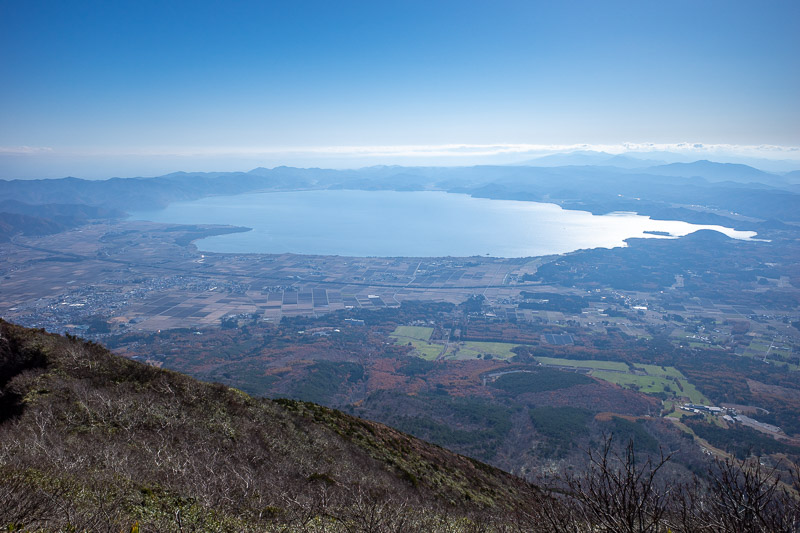 Japan for the 9th time - Oct and Nov 2019 - And there is all of Lake Inawashiro. It fits in one shot! It looks a long way down! I started from very close to the lake where the station is.