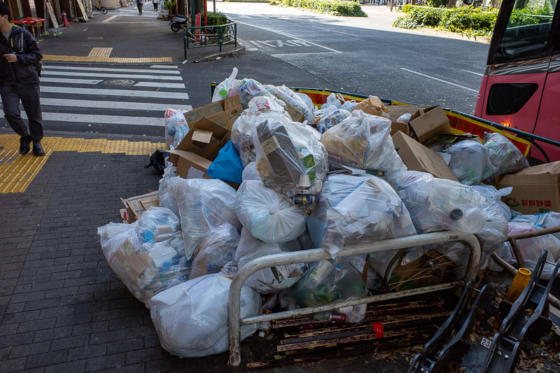 Japan for the 9th time - Oct and Nov 2019 - Every trip I have to take a photo of piles of rubbish. And at this juncture I will mention that when walking through Kabukicho this morning, everywher