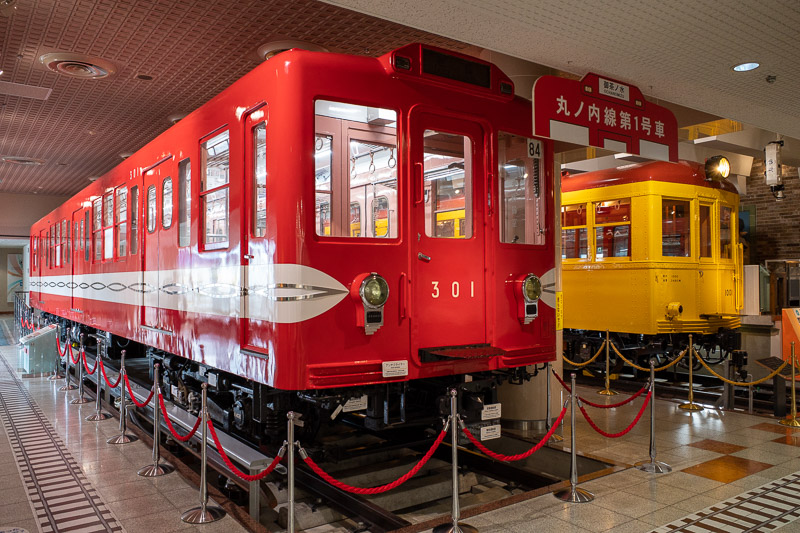 Japan for the 9th time - Oct and Nov 2019 - These are the two full train carriages in the metro museum. The one on the right is a full replica of the first ever subway train to operate in Tokyo.