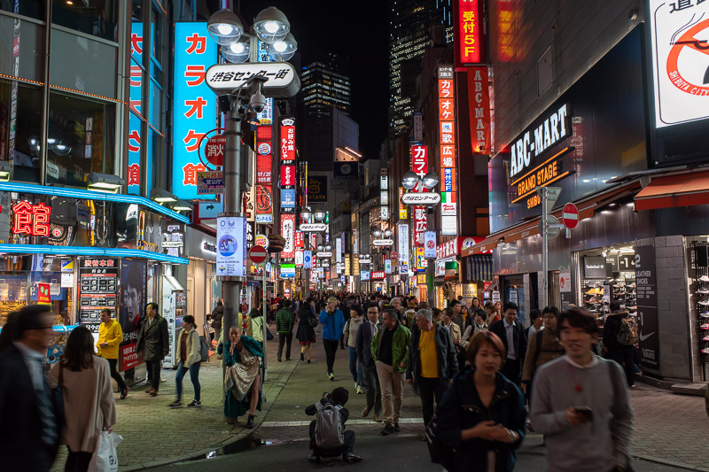 Japan for the 9th time - Oct and Nov 2019 - Another shot of the Shibuya streets. It is not Halloween, but look closely and you can see a bald Hare Krishna posing for photos with her ass hanging 
