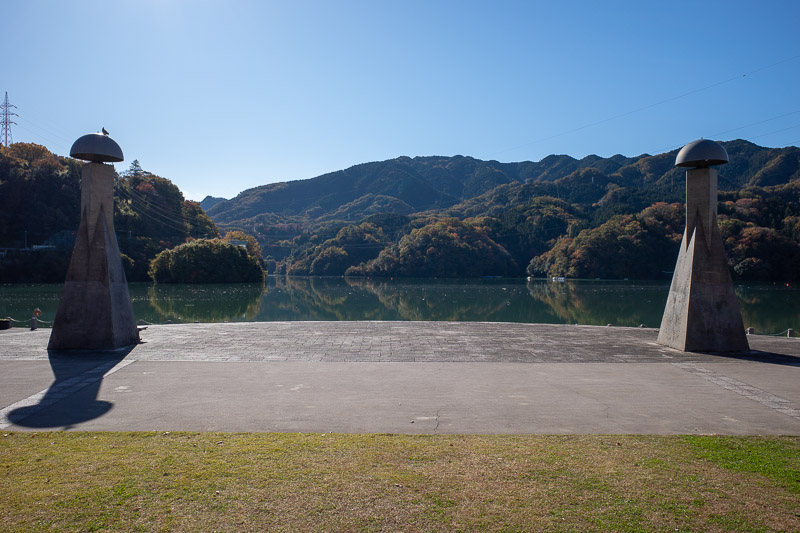 Japan for the 9th time - Oct and Nov 2019 - The lake had lots of debris floating in it, but it was a nice blue color.