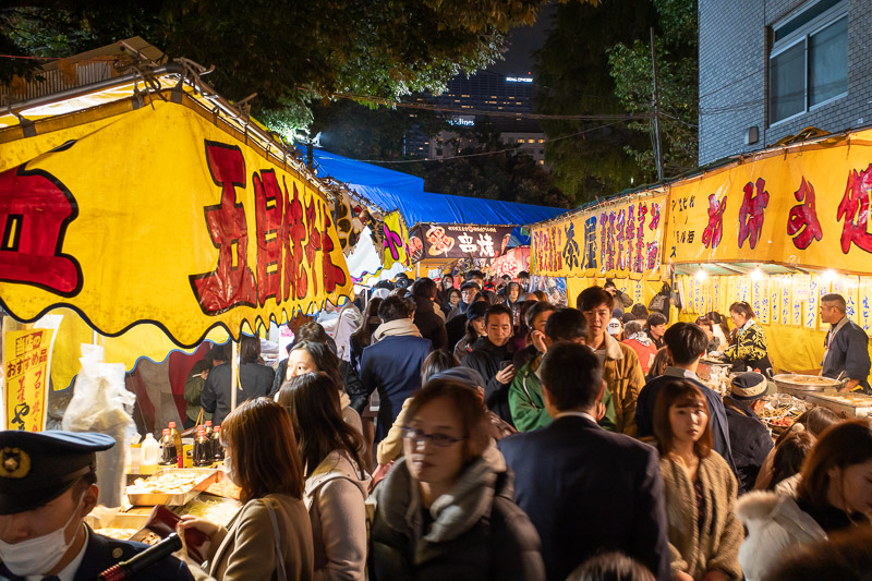 Japan for the 9th time - Oct and Nov 2019 - The food stalls I posted last night are for the local shrine festival, there are a lot more tonight. I was trapped in a wave of people, getting in the