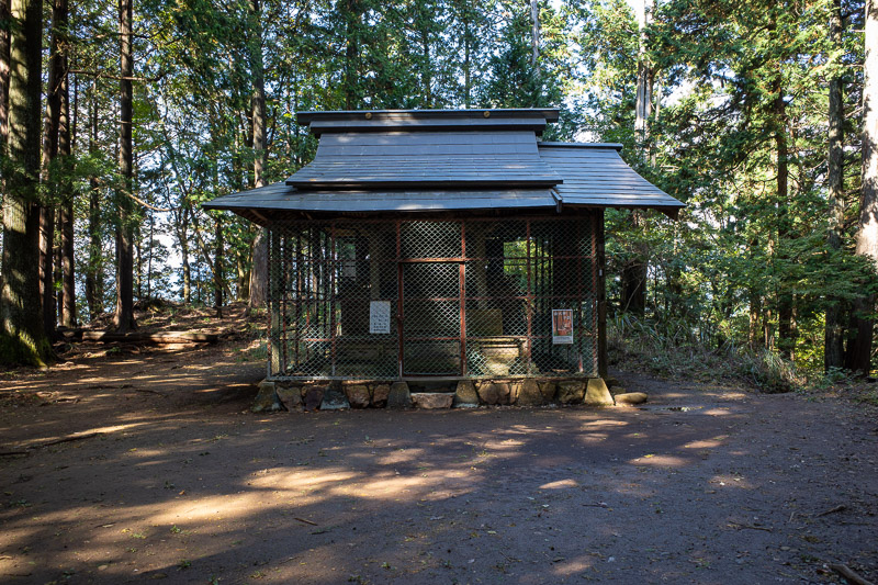 Japan for the 9th time - Oct and Nov 2019 - This shrine marks the first peak, Mount Sogakusan. No view from this peak, just this shrine covered in chicken wire.