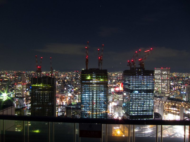 Japan-Osaka-Omurice-Umeda Sky - Now for some night shots, 15 second exposures. I had to rest my camera on the rail, in the sunset shots its being held above my head so you cant see t