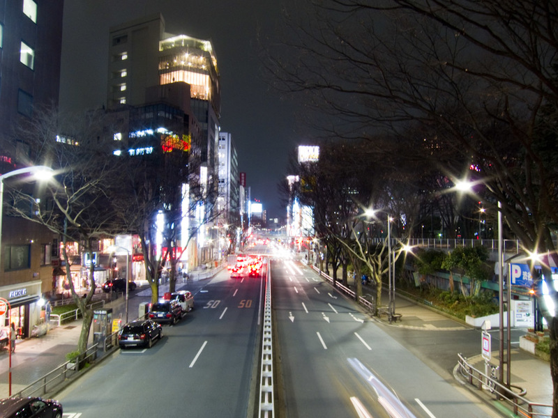 Japan-Tokyo-Shibuya-Harajuku - A random overpass means I can rest my camera and get some blurred headlights.