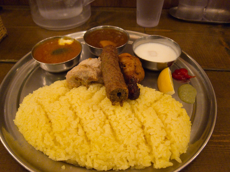 Japan-Tokyo-Shibuya-Harajuku - My dinner. It was ok. The only meat curry on offer was butter chicken. Theres also enough rice for 4 people and the tandoori entree came out of the mi