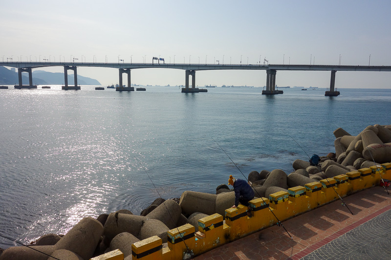 Korea-Busan-Beach-Songdo - This is a different bridge to the other day. Busan loves to build bridges that save you about 19 seconds on your commute. Theres a huge amount of very