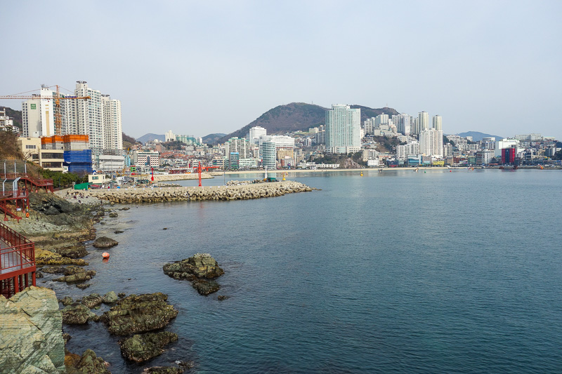 Korea-Busan-Beach-Songdo - Now I am on the ocean side boardwalk, made of steel plate.