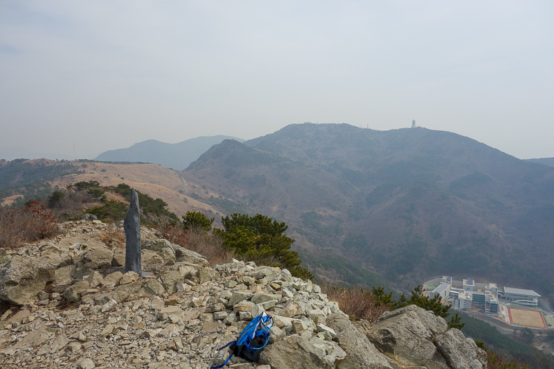 Korea-Busan-Hiking-Gudeoksan - And now a view along the various ridges to the next peak. You can clearly see the weather radar. I dont know why there isnt more info online about thi