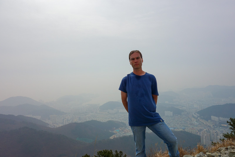 Korea-Busan-Hiking-Gudeoksan - Its me, sweating in unusual areass. I think because I was wearing my jacket for some of the way, but had it unzipped, showing off my manly chest hair 