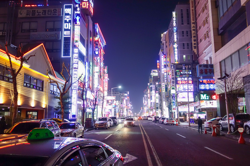 Korea again - Incheon - Daegu - Busan - Gwangju - Seoul - 2015 - And then this is the street my hotel is on, its completely transformed itself. Might be a bit noisy for sleeping.