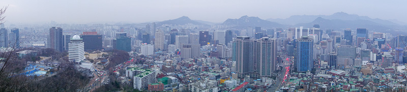 Korea-Seoul-Tower-Food-Pancake - Panorama time! Mountains behind mountains! Time to study.