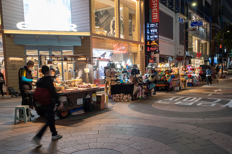 Korea-Seoul-Myeongdong - The main street, my hotel is on this street. Some street vendors have returned.