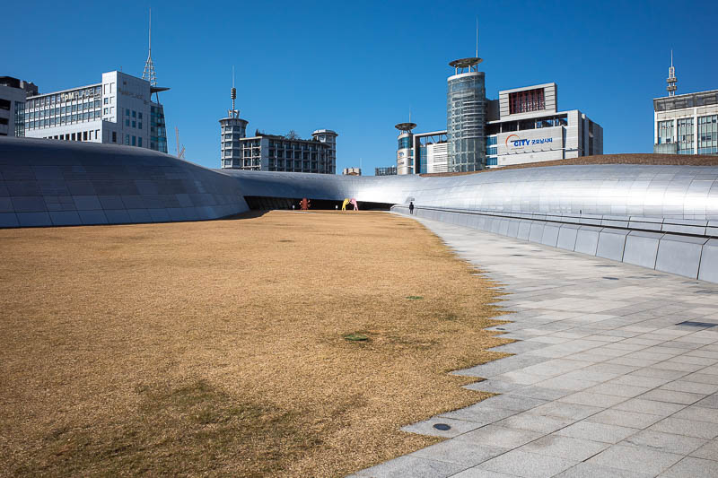 Korea-Incheon-Airport-Dongdaemun - You can walk up onto the roof which is cool, especially when you get to walk on already dead grass.