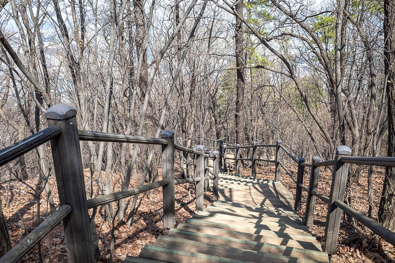 Korea-Seoul-Hiking-Guryongsan - The start of my hike was lonely, but then stair cases appeared, and eventually my trail also become a stair case too. There were a lot of people hikin