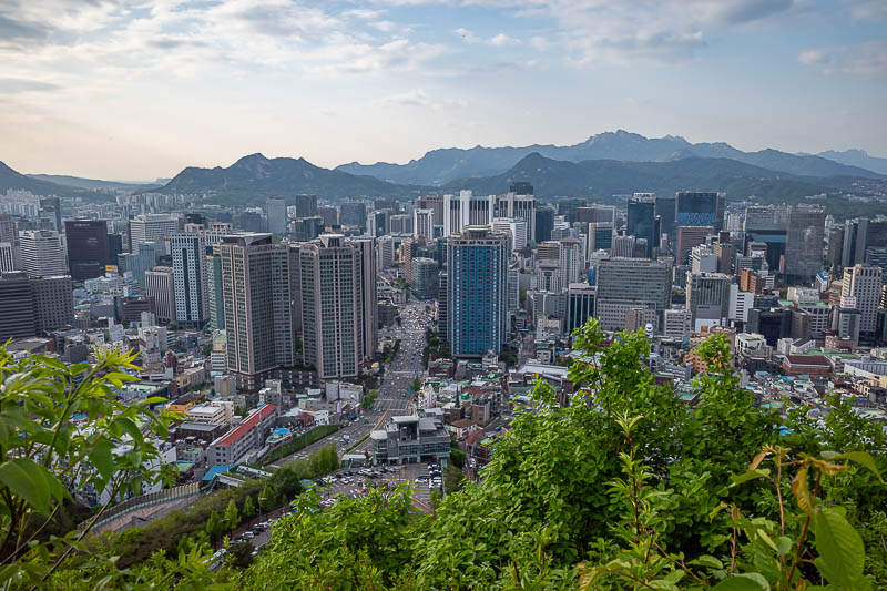 Korea-Seoul-Namsan - And the low shot of Myeongdong. The mountains look great.