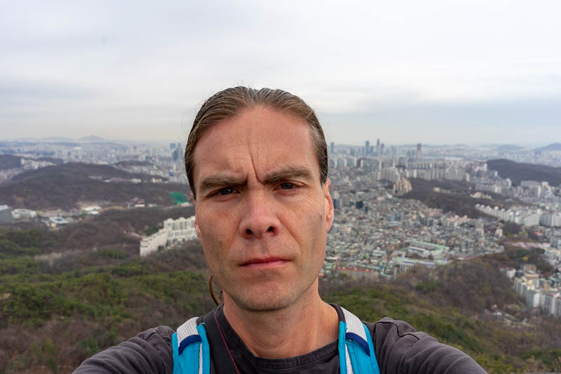 Korea-Seoul-Hiking-Gwanaksan - I took my big fat head shot early in case it started raining. It didnt.
