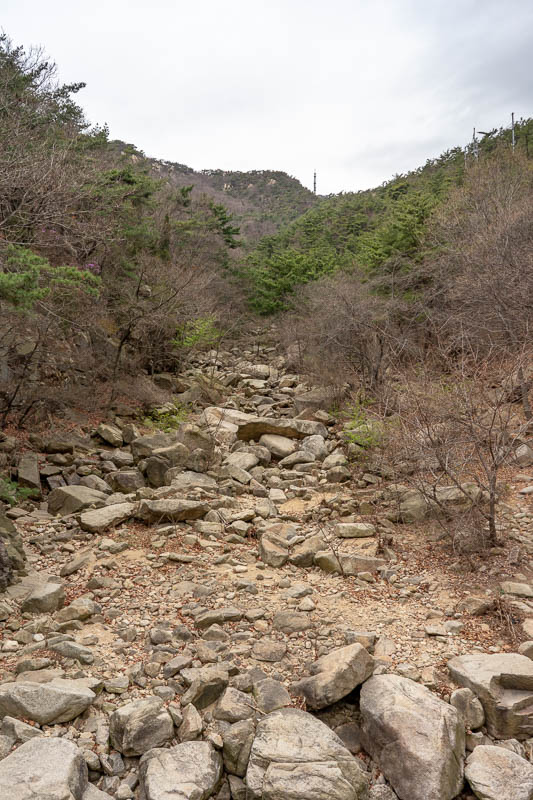 Korea-Seoul-Hiking-Gwanaksan - It does not look that steep back to the top, but it is. It never looks steep. I want to invent a new camera that allows you to dial in how steep you w
