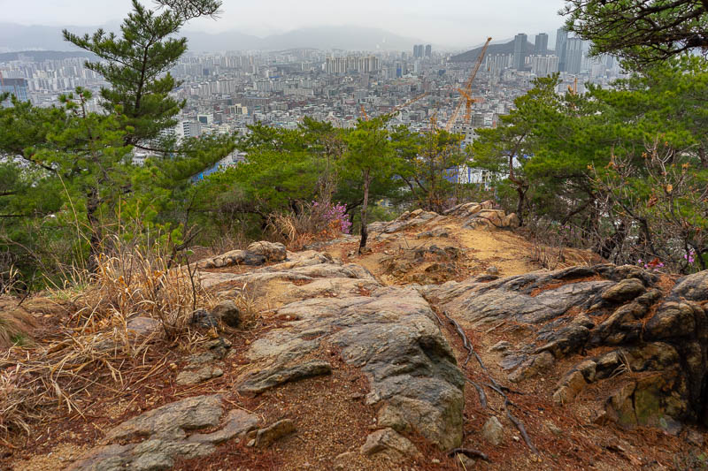 Korea-Seoul-Hiking-Yongmasan - Just when I thought I was down, another cliff to descend. You cant really see it here, but just after the rocks end in this photo was very steep, I ha