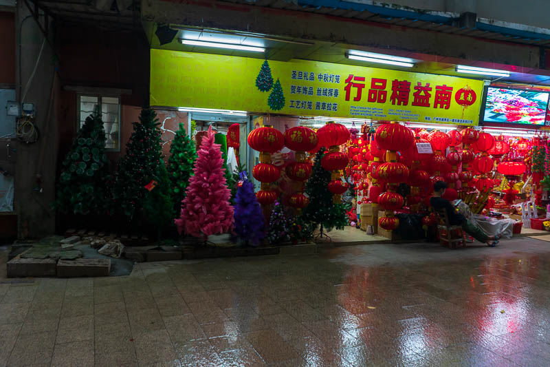 China-Guangzhou-Rain - If you need a xmas tree in Guangzhou in Late April, this place has you covered. Lots of places seem to just have permanent xmas decorations, malls, re