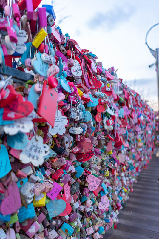Korea-Seoul-View - The love locks are still at the top of the tower hill. I think they all get removed and thrown out once a week. Theres millions of them.