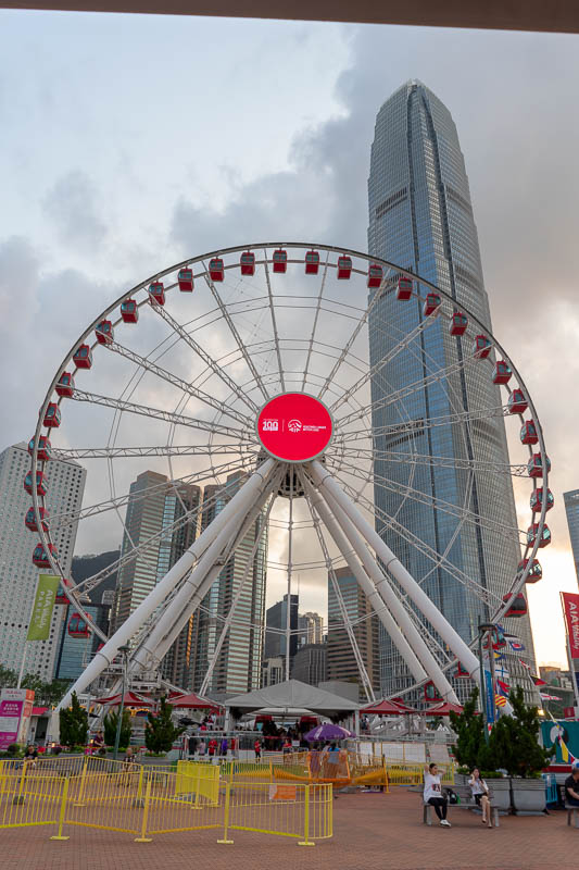 Hong Kong-Central-Architecture - Have another photo of the ferris wheel.... and a big building. I photographed that building each time I came to Hong Kong.