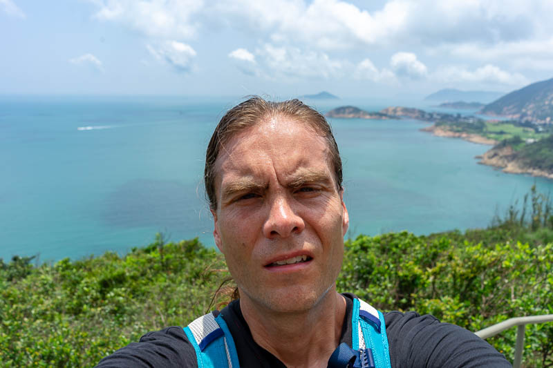 Hong Kong-Hiking-Dragons back - Its my big ugly sweaty head. Terrible hair day. This is probably the 2nd to last big ugly head shot. Rejoice.