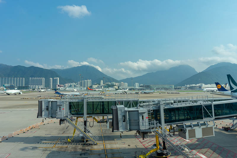 Hong Kong-Airport - Last pic of this trip! The peak on the left is the one I climbed up and over yesterday. When I come back next time, I will do the one on the right.