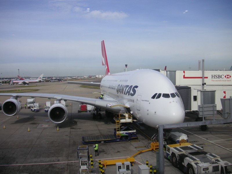 England-London-Heathrow-Qantas-Airbus A380 - Here is my plane, also known as my tomb for the next 26 hours (longer than expected, read on!).