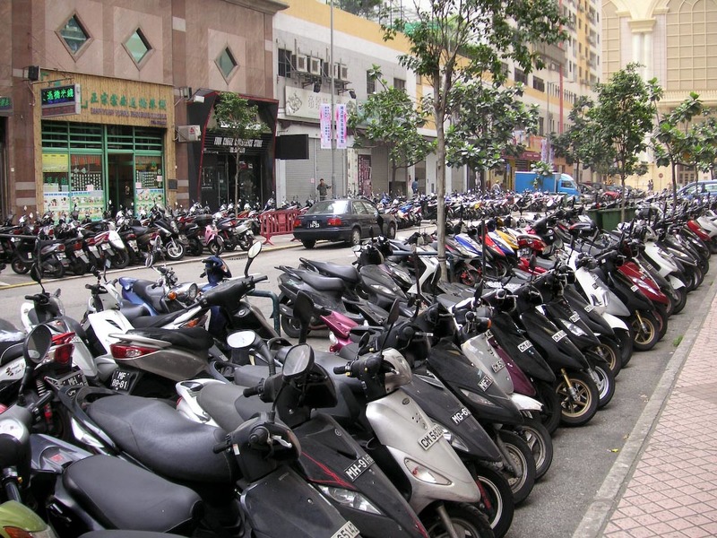 Macau-Casino-Ferry-Custard Tart - They love scooters in Macau.