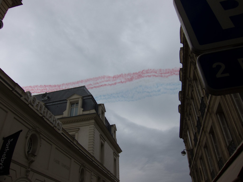 France-Gare Du Nord-Eurostar-Bastille Day-Parade - Turns out the planes came early, so you get to see some colored smoke.