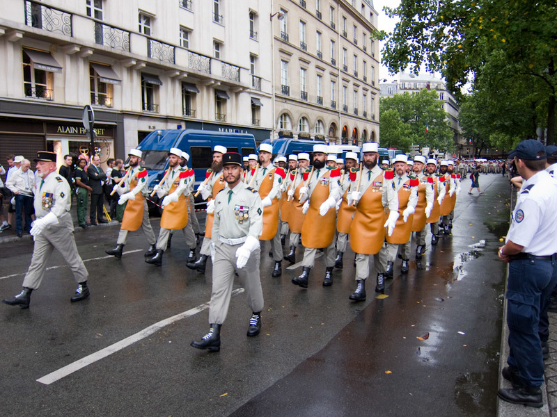 France-Gare Du Nord-Eurostar-Bastille Day-Parade - After the main parade the various units split off and go to various landmarks in the city and sing songs, these ones are heading to the academy of mus