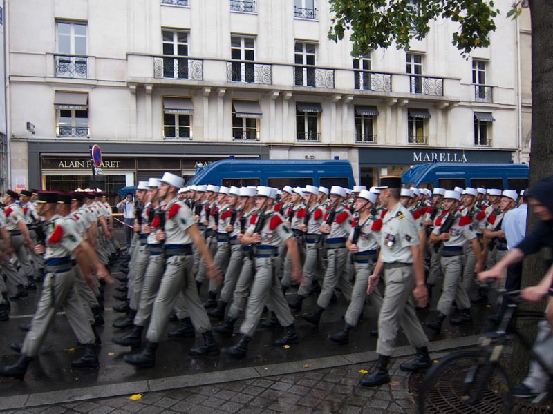 France-Gare Du Nord-Eurostar-Bastille Day-Parade - Not sure who they are but they have guns.