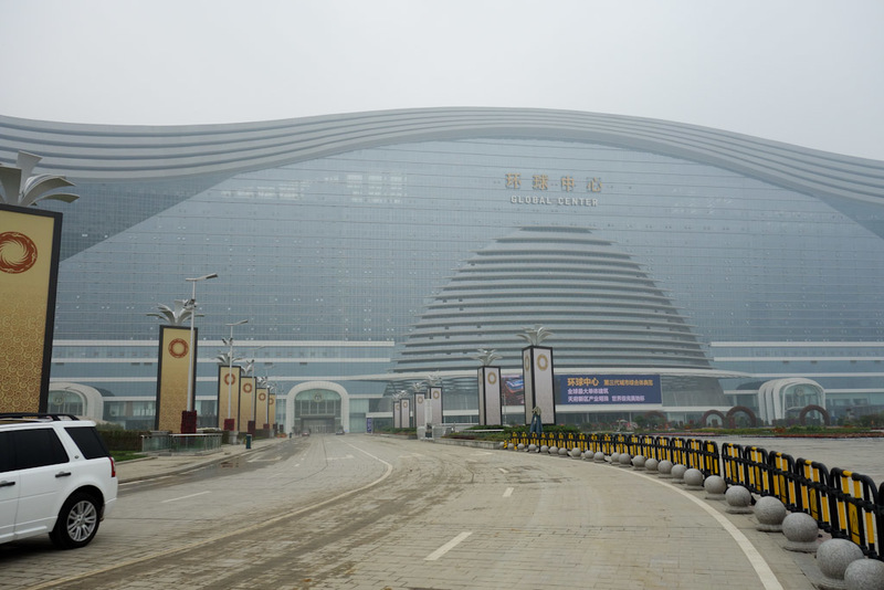 China-Chengdu-Global Center-Architecture - OK, one last pic, its not everyday you accidentally jog past the worlds largest building hiding in the fog.