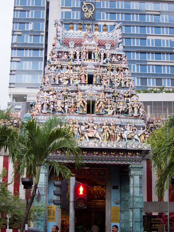 Singapore-Little India-Food - The temple is fairly impressive, very colorful.