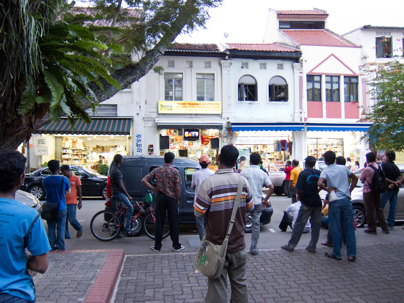 Singapore-Little India-Food - This was great, if you look closely you can see a small tv. My photo doesnt depict it but theres at least 100 guys standing around watching this tv, w