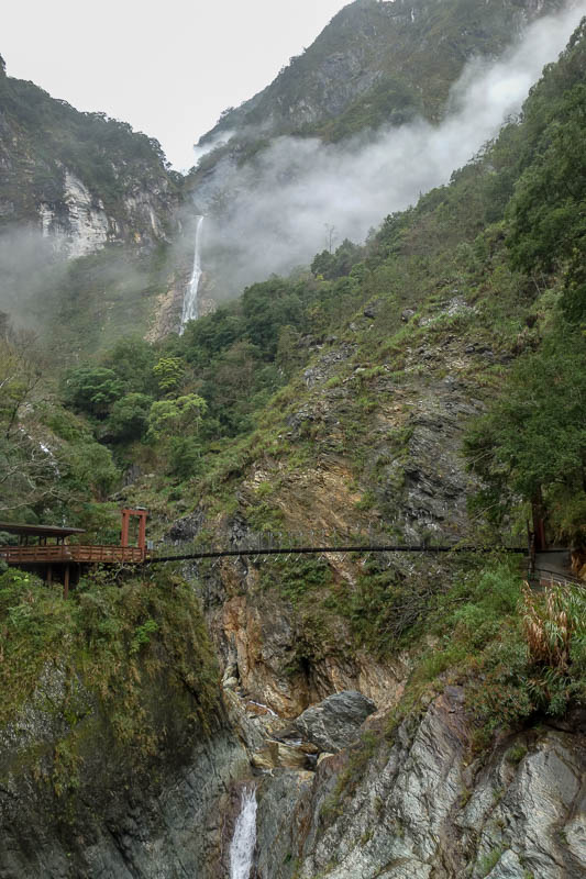 A full lap of Taiwan in March 2017 - Time for a swing bridge near a waterfall, good times.