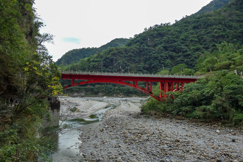 A full lap of Taiwan in March 2017 - I still had one more hike to walk / run. Which took me under this red bridge. This hike is called the molar (as in tooth) hike.