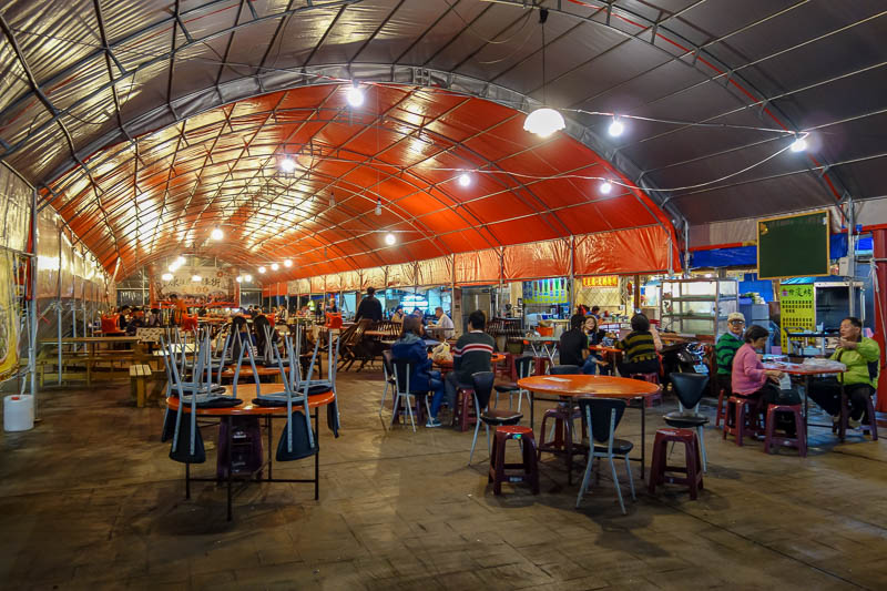 Taiwan-Hualien-Carnival - There were many such plastic bomb shelter food seating areas - a good idea, one of the reasons I dont like food trucks is there is never anywhere to s