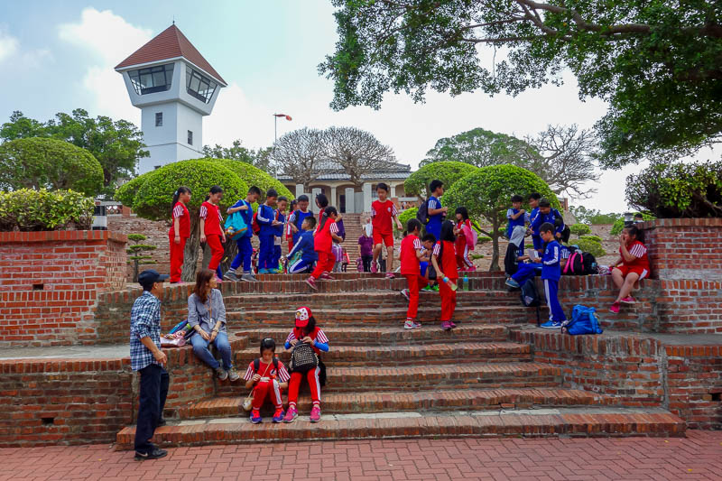 Taiwan-Tainan-Anping-Fort Zeelandia - There is no concept of gender fluidity in Taiwanese schools. Boys wear blue tracksuits, girls wear red. The transsexual bathroom debate continues to r