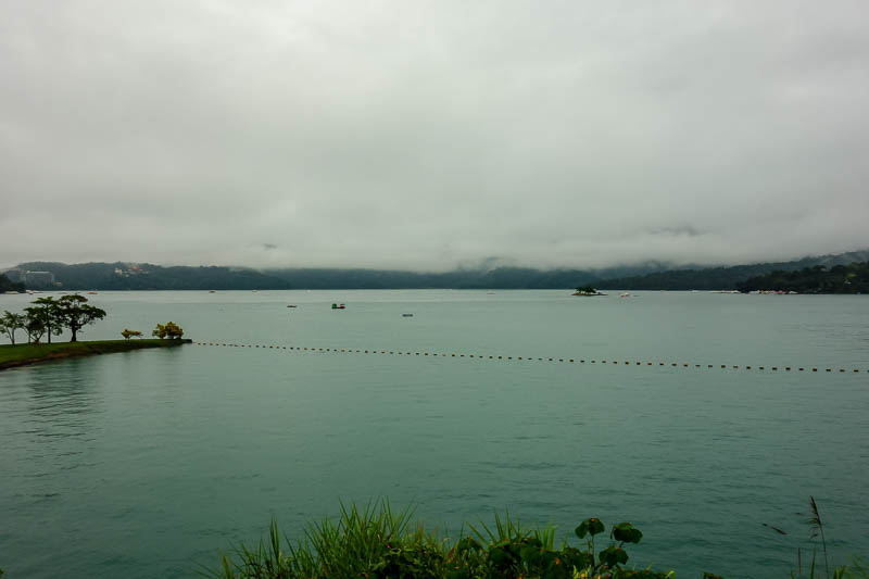 Taiwan-Sun Moon Lake-Rain - My first view of part of the entire lake. It wont all fit in frame. Now it looks like a 33km effort is required.