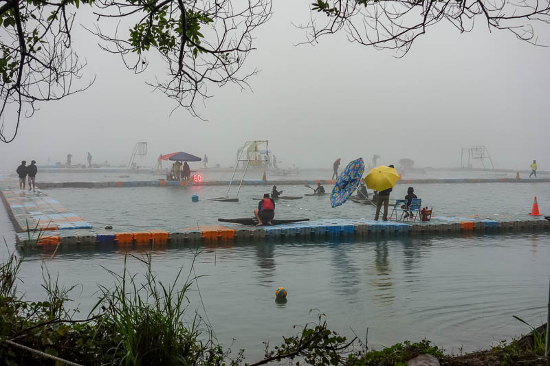 Taiwan-Sun Moon Lake-Rain - It then became really foggy. I heard all kinds of yelling and screaming ahead. I seriously though a boat had sunk. No, just a heap of people playing c